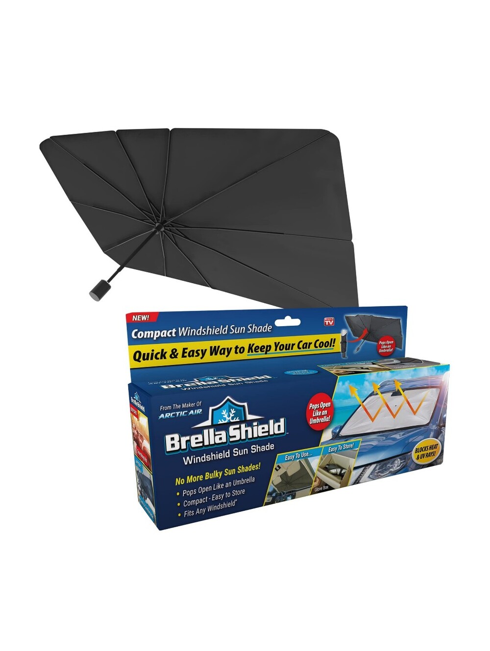 NEW Brella Shield Windshield Sun Shade Compact Blocks Heat & UV Rays